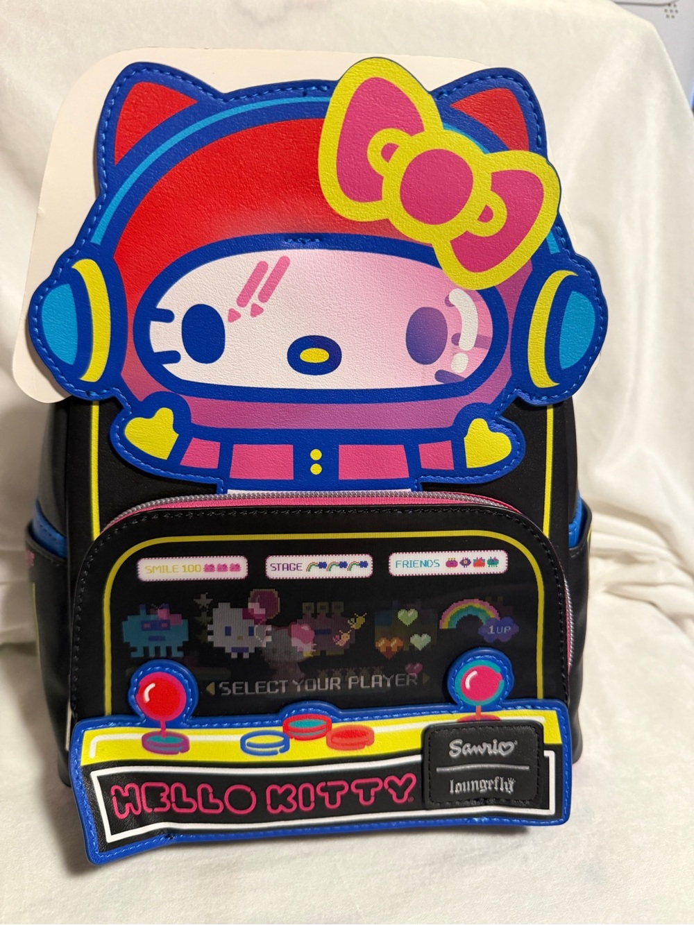Sanrio Hello Kitty Arcade Graphic Backpack - Red, Pink, Blue, Yellow